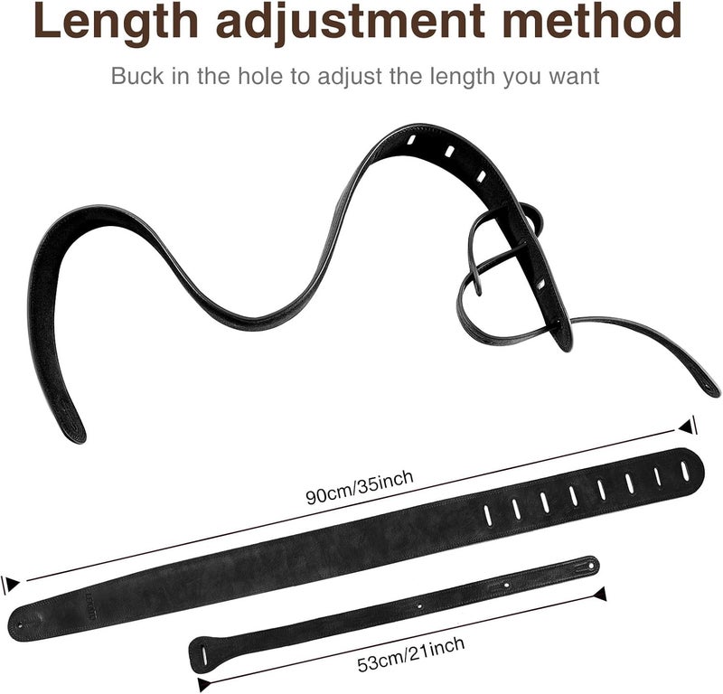 LEKATO Leathers Guitar Strap 2.5" Wide Padded Bass Strap Soft Comfortable with High Density Form Pad, Adjustable Length from 41" to 51" for Electric/Acoustic Guitar Bass,Black - Image 4
